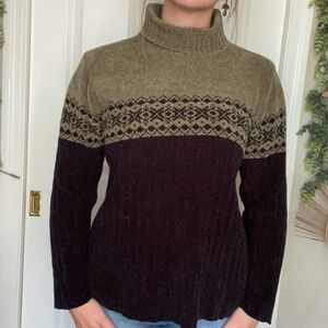 Jennifer Moore Green and Black Turtleneck Sweater Size Small
